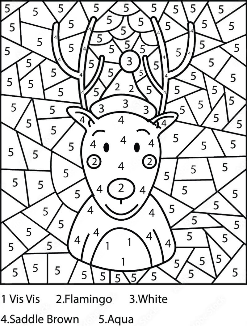 Funny Reindeer color by number