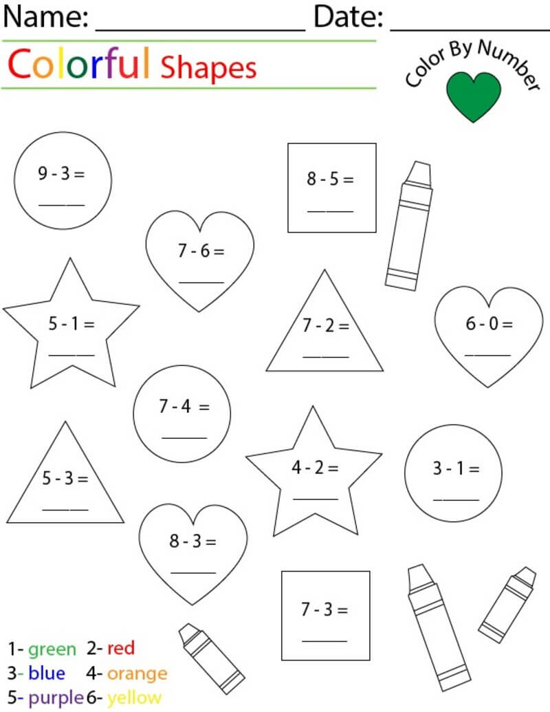 Good Subtraction color by number