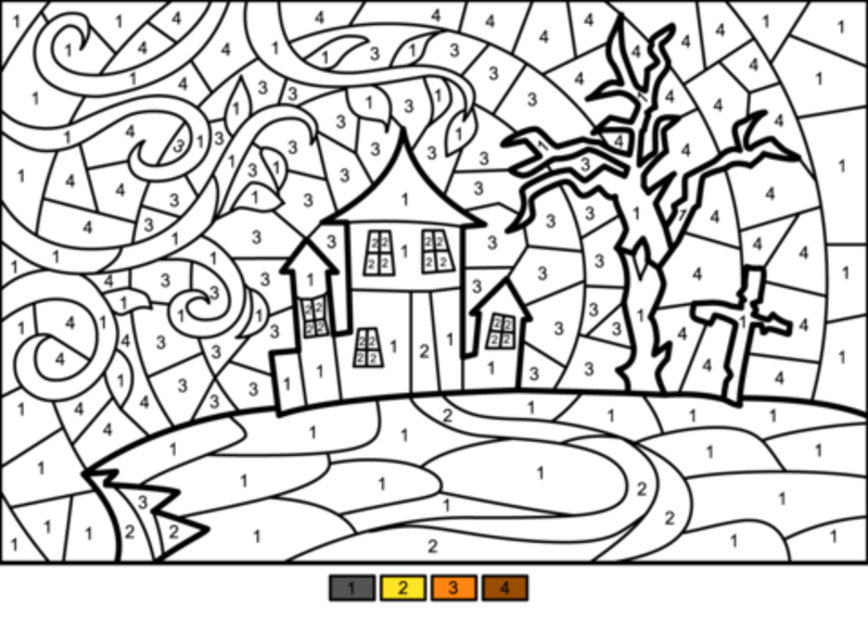 Halloween Haunted House color by number