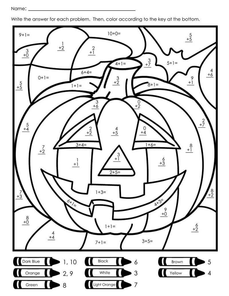 Halloween Pumpkin color by number