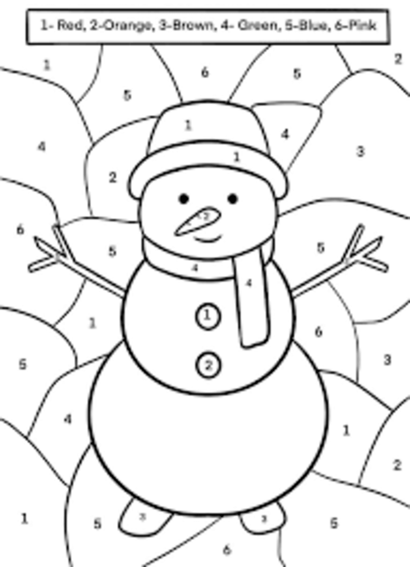 Happy snowman color by number