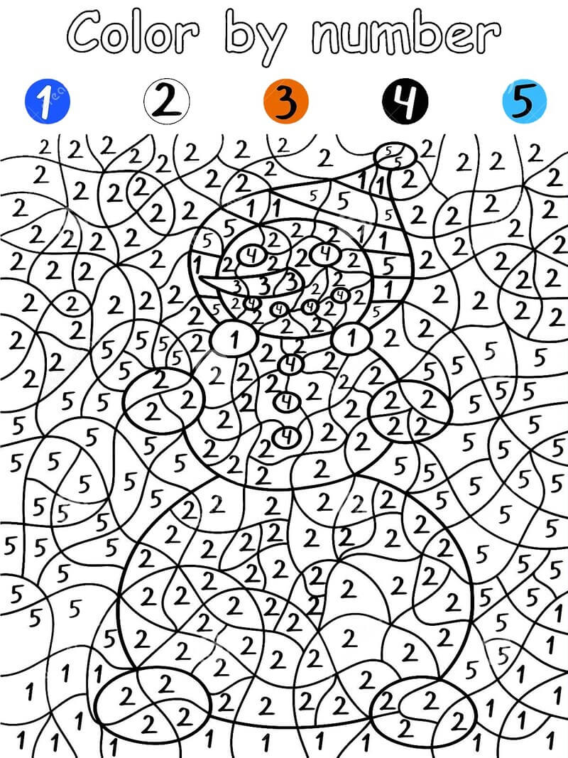 Hard snowman color by number