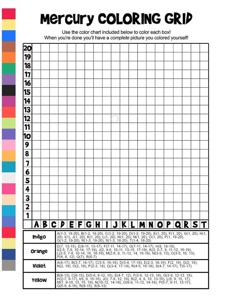 Mercury Color Mystery color by number