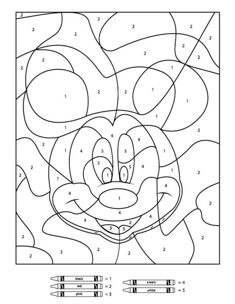 Mickey Boy in Disney color by number