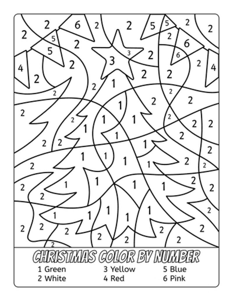 Normal Pine tree color by number