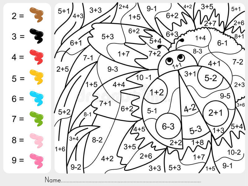 Orange beetle Subtraction color by number