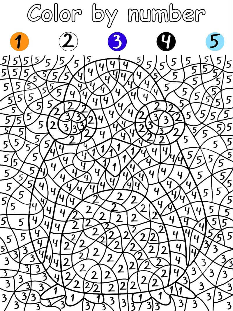 Penguin with big eye color by number