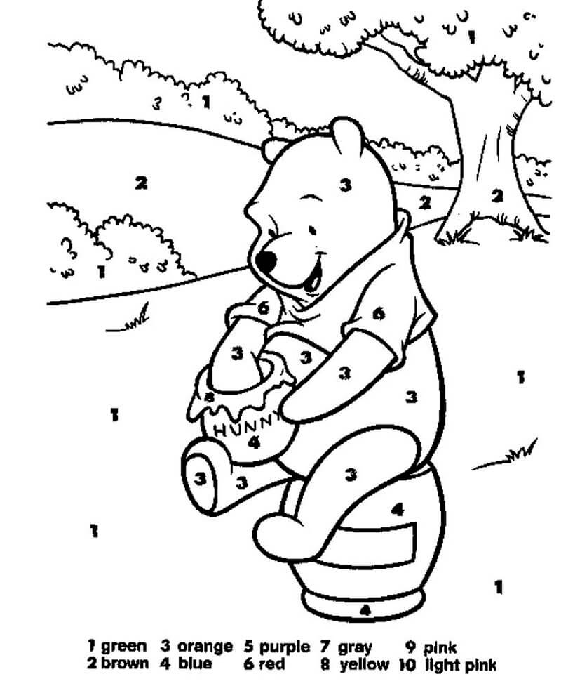Pooh Bear in Disney color by number