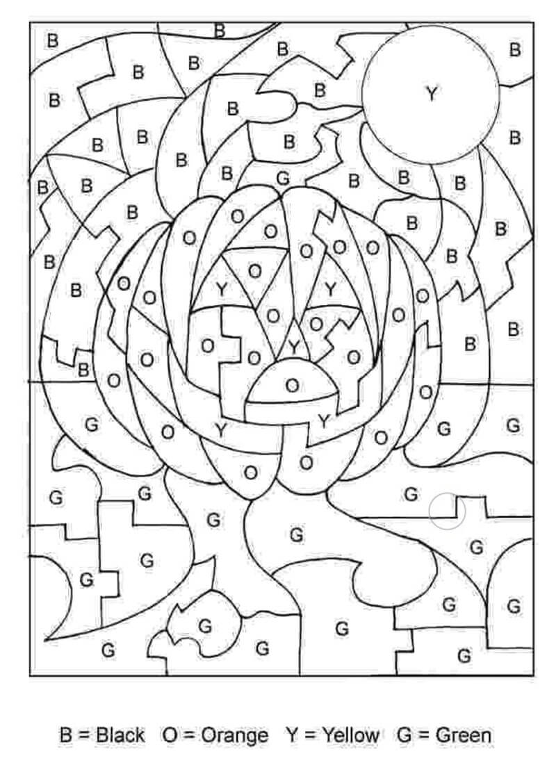 Printable Halloween Pumpkin color by number