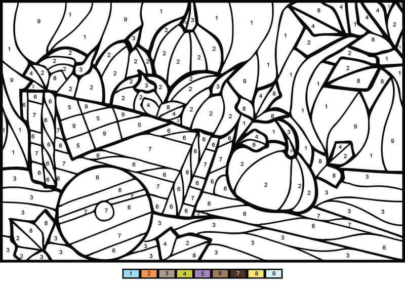 Pumpkin in the fall color by number
