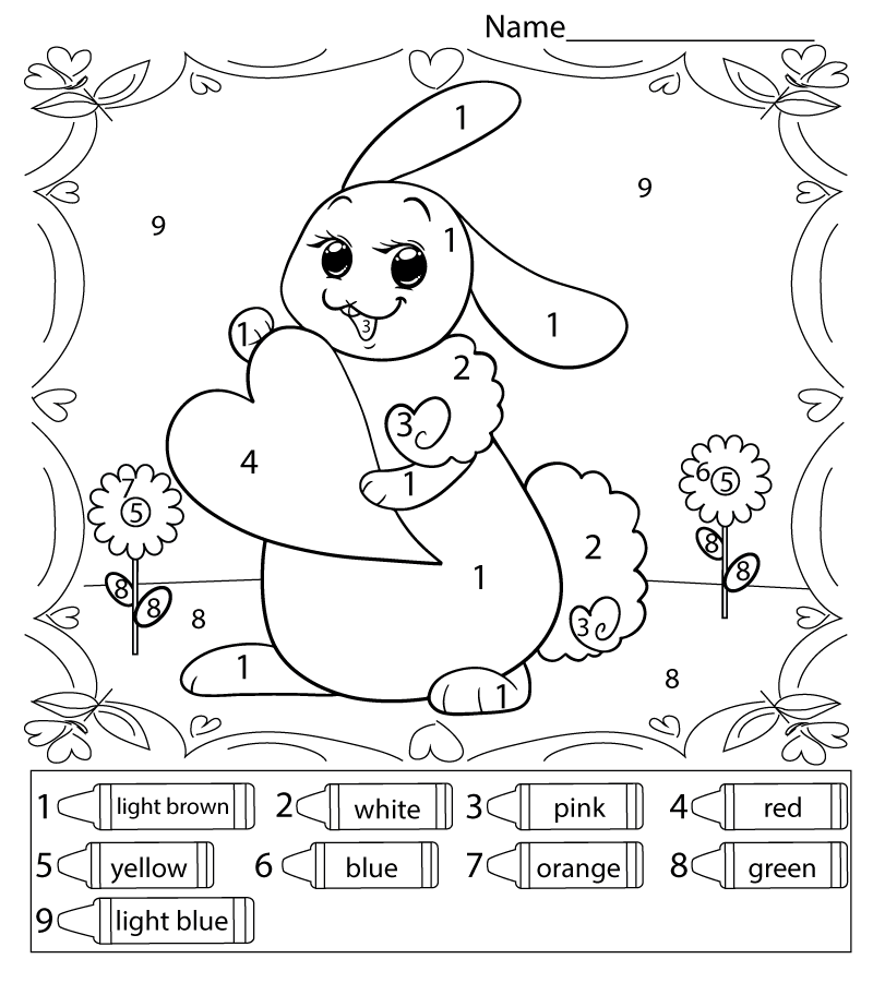 Rabbit with love color by number