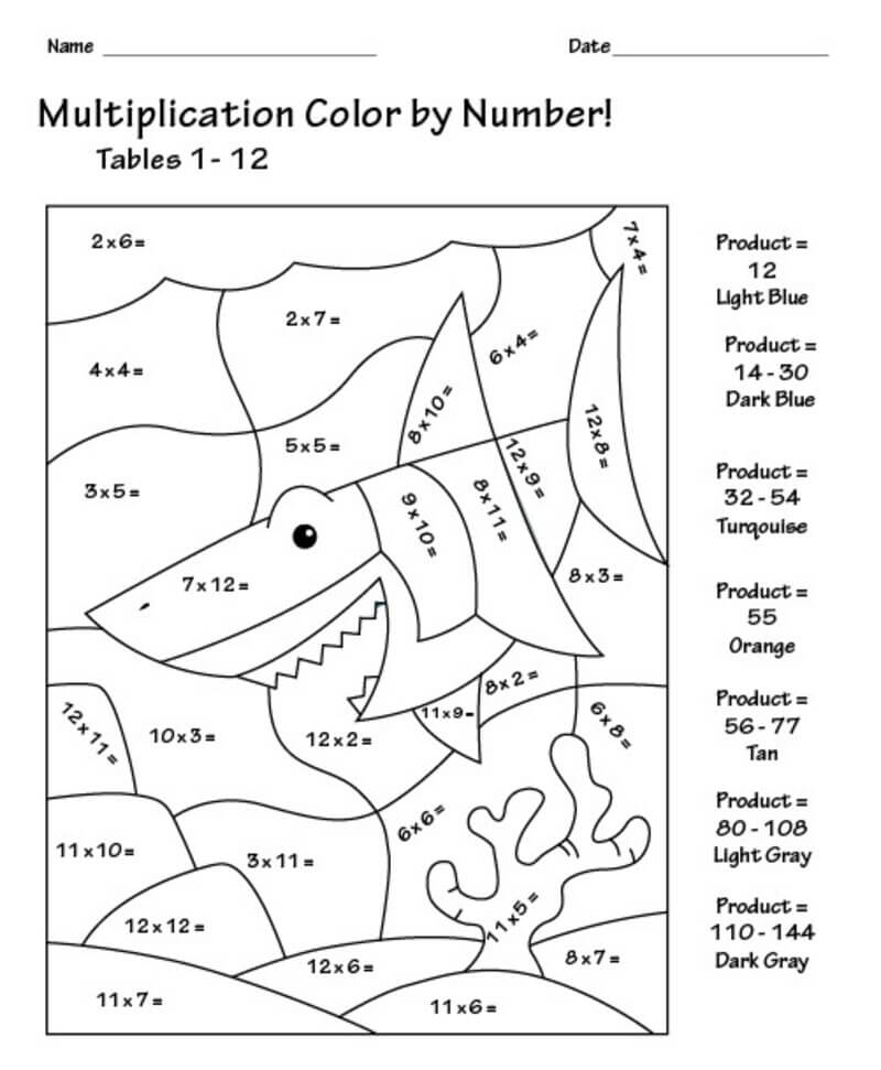 Multiplication Color By Number