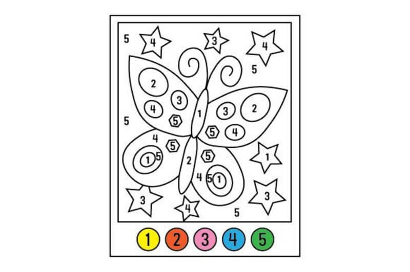 Small butterfly color by number