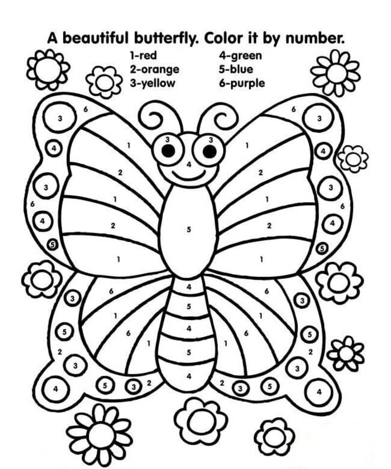 Smile butterfly color by number