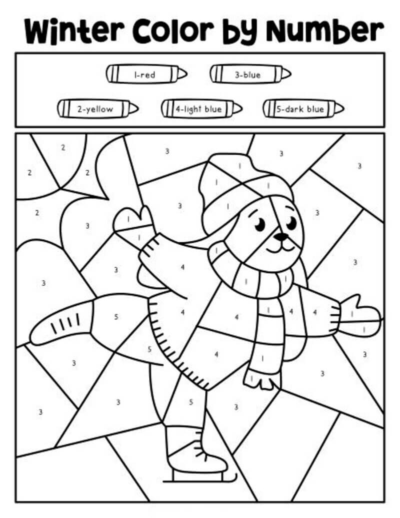 Snow dog color by number