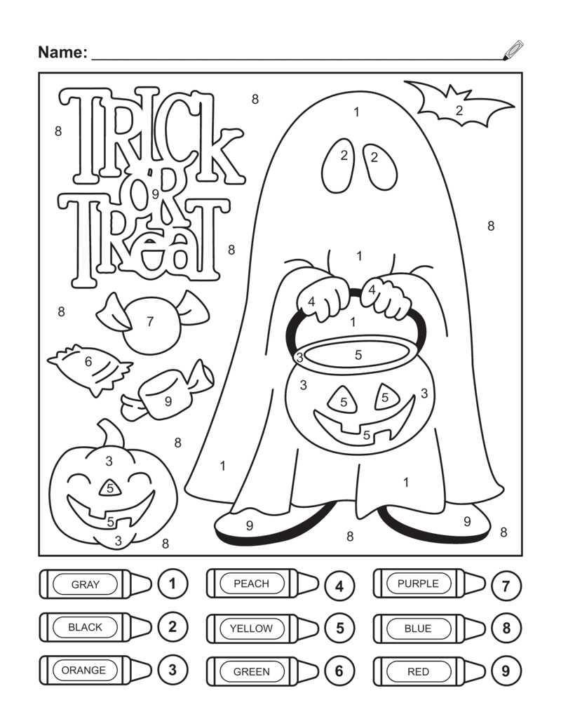 Spooktacular Halloween color by number