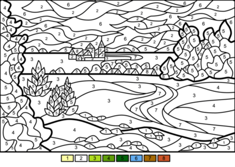 Spring landscape color by number