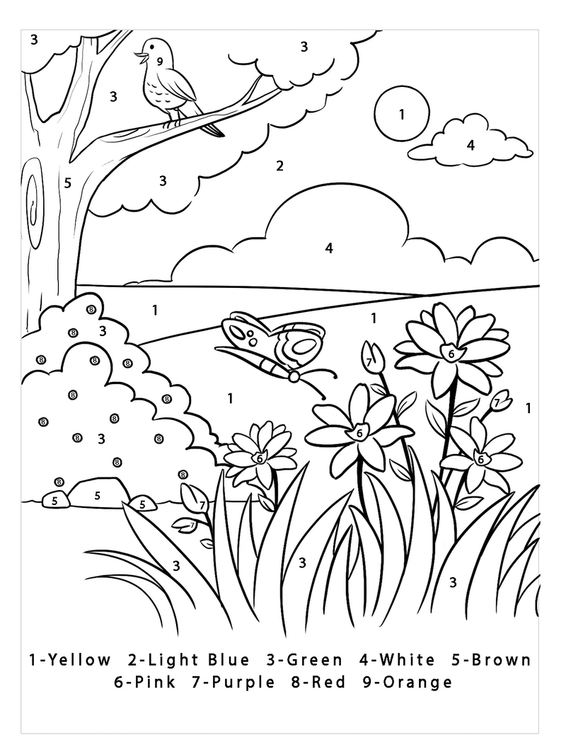 Spring Scenery color by number Color By Number