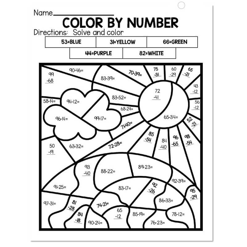 Spring sky color by number Color By Number