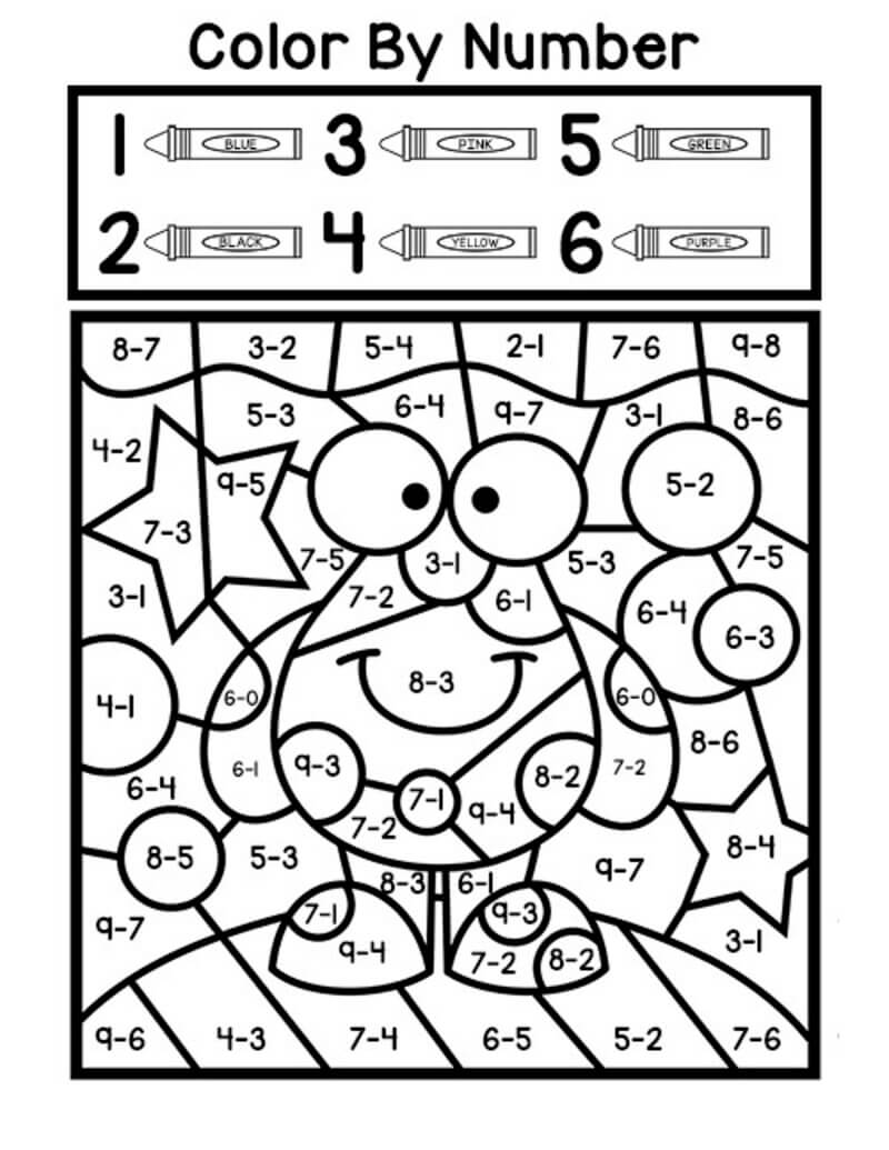 Subtraction color by number