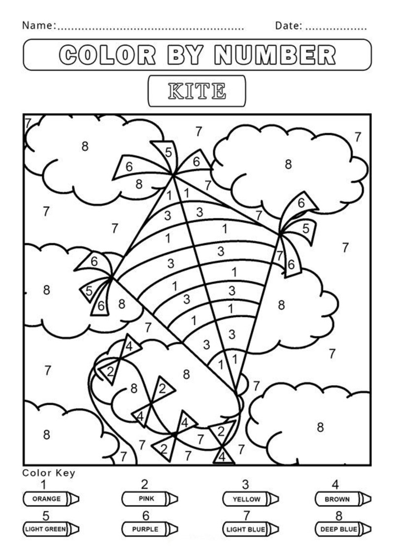 Summer kite color by number