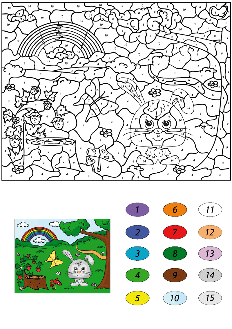 Summer scene color by number