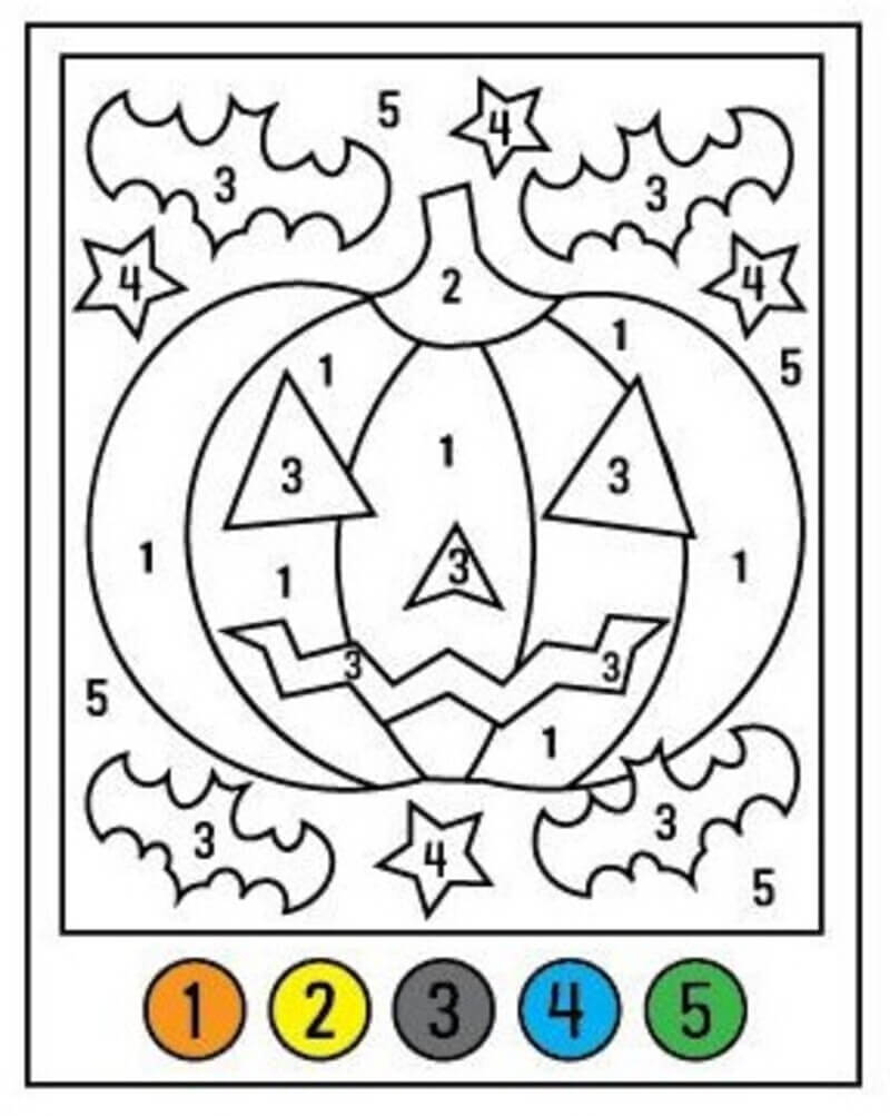 Super Creepy Pumpkin color by number