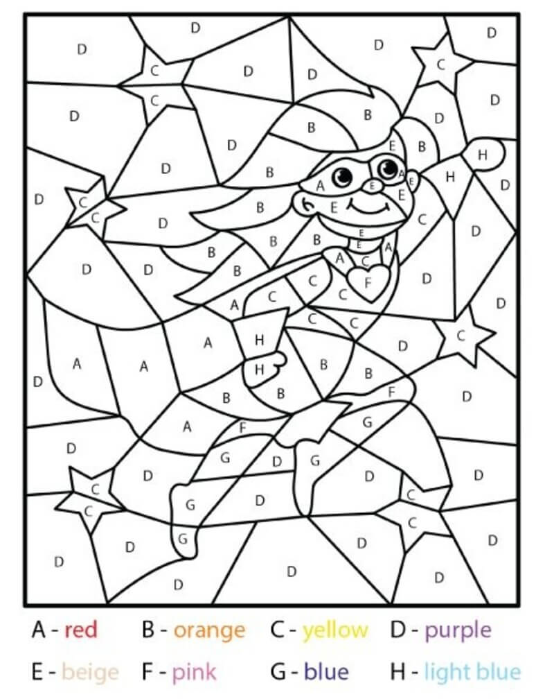 Super Hero girl color by number