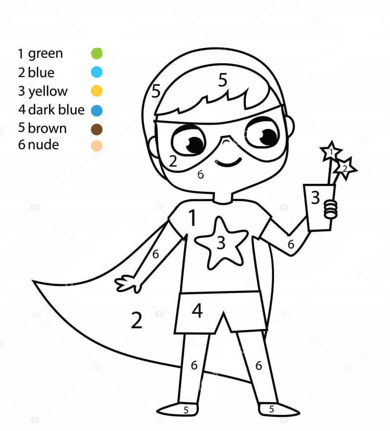 SuperKid with flower color by number