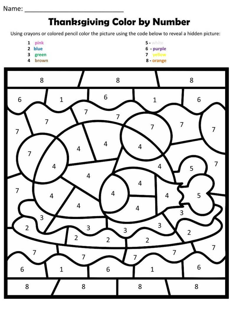 Thanksgiving Chicken color by number