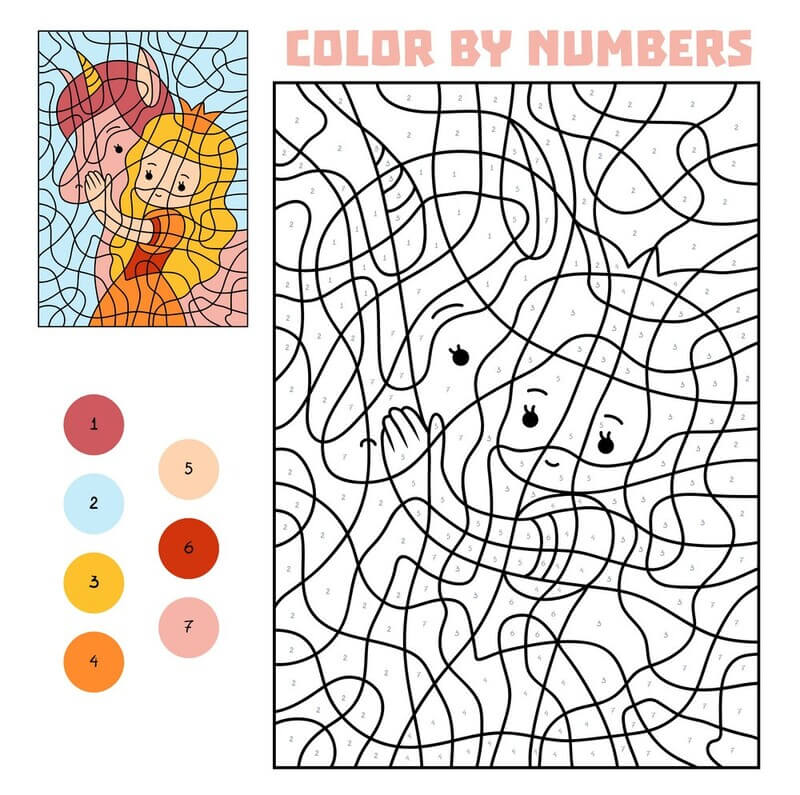 The Princess and the Horse color by number