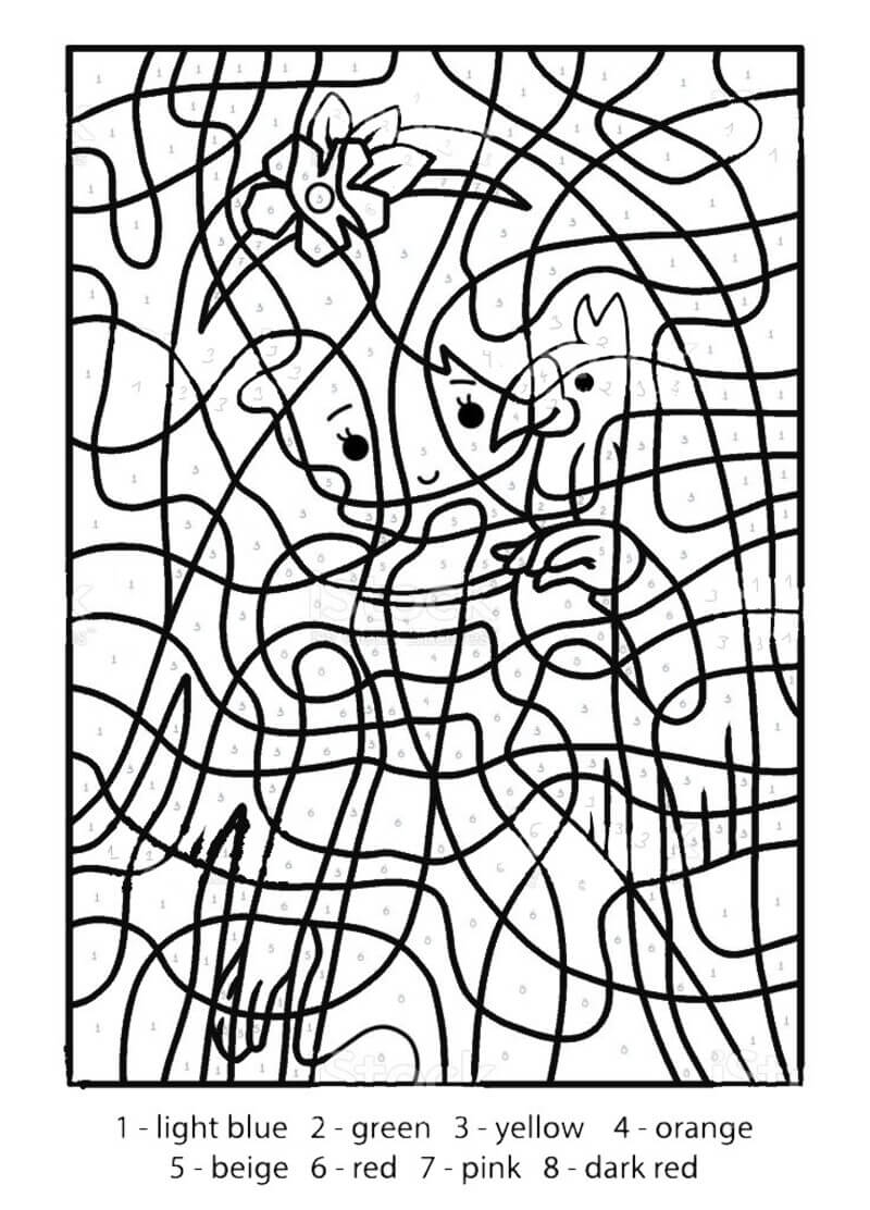 The Princess and the Parrot color by number