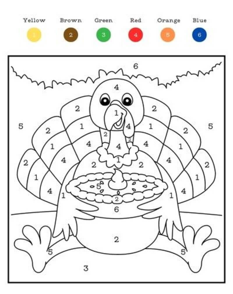 Turkey with cake color by number