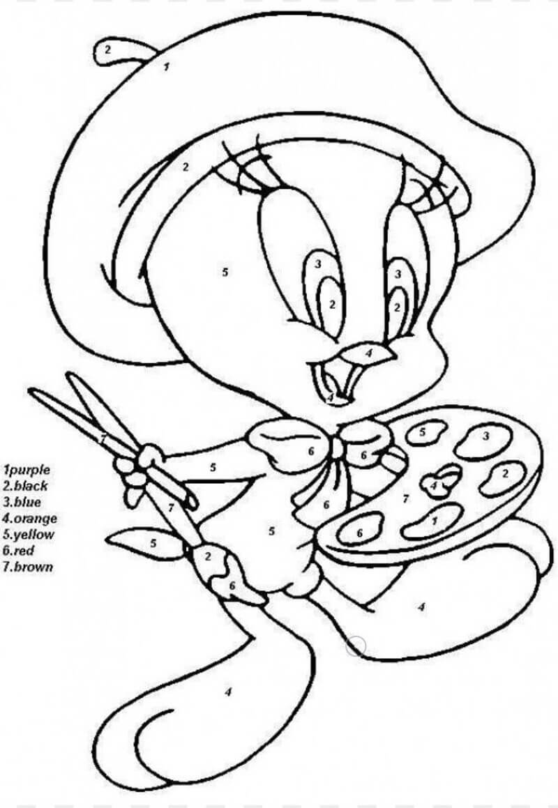 Tweety in Disney color by number