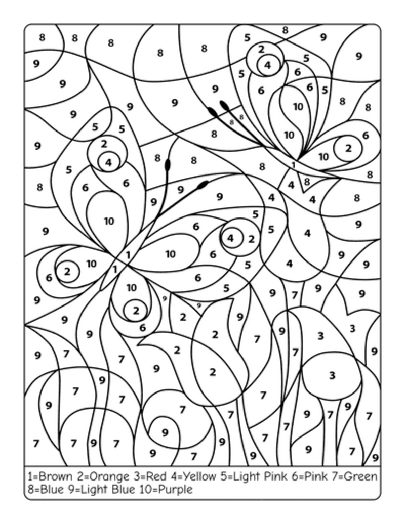 Two butterflies color by number