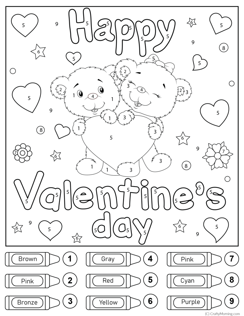 Two lovely teddy color by number