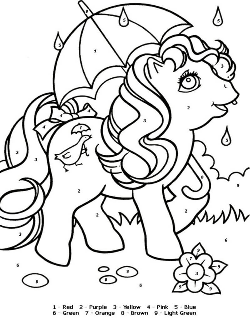 Unicorn in Disney color by number