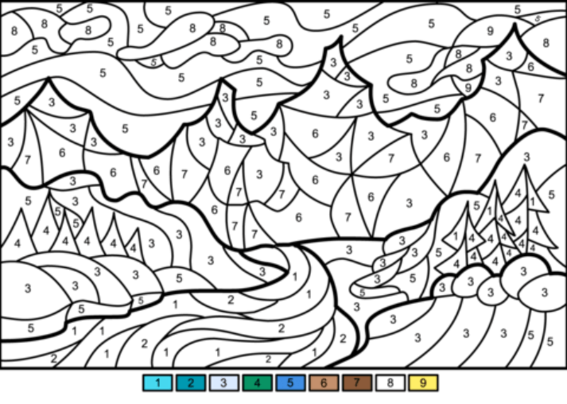Winter Landscape color by number