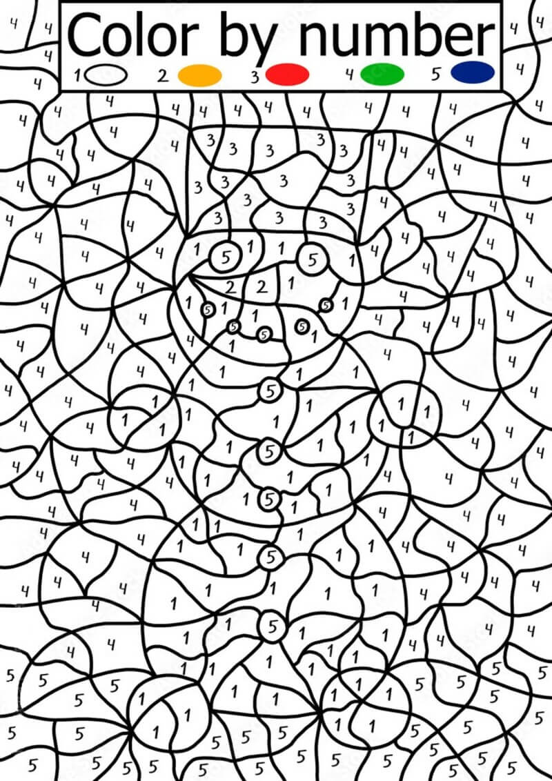 Winter snowman color by number