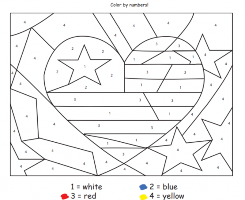 4th of July in my heart color by number