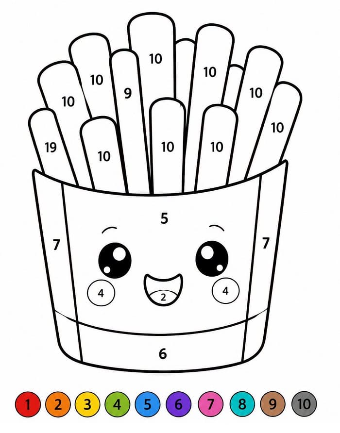 Adorable French Fries Color By Number