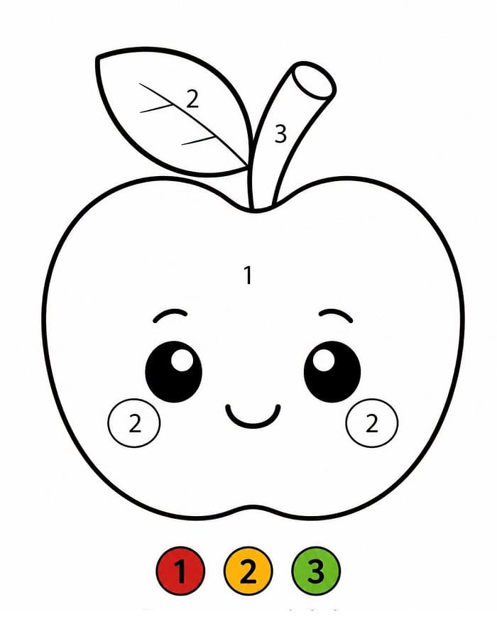 Basic Cartoon Apple Color By Number