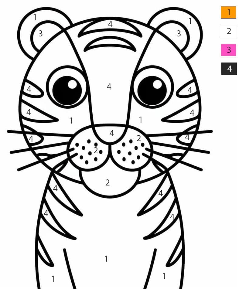 Basic Tiger Color By Number