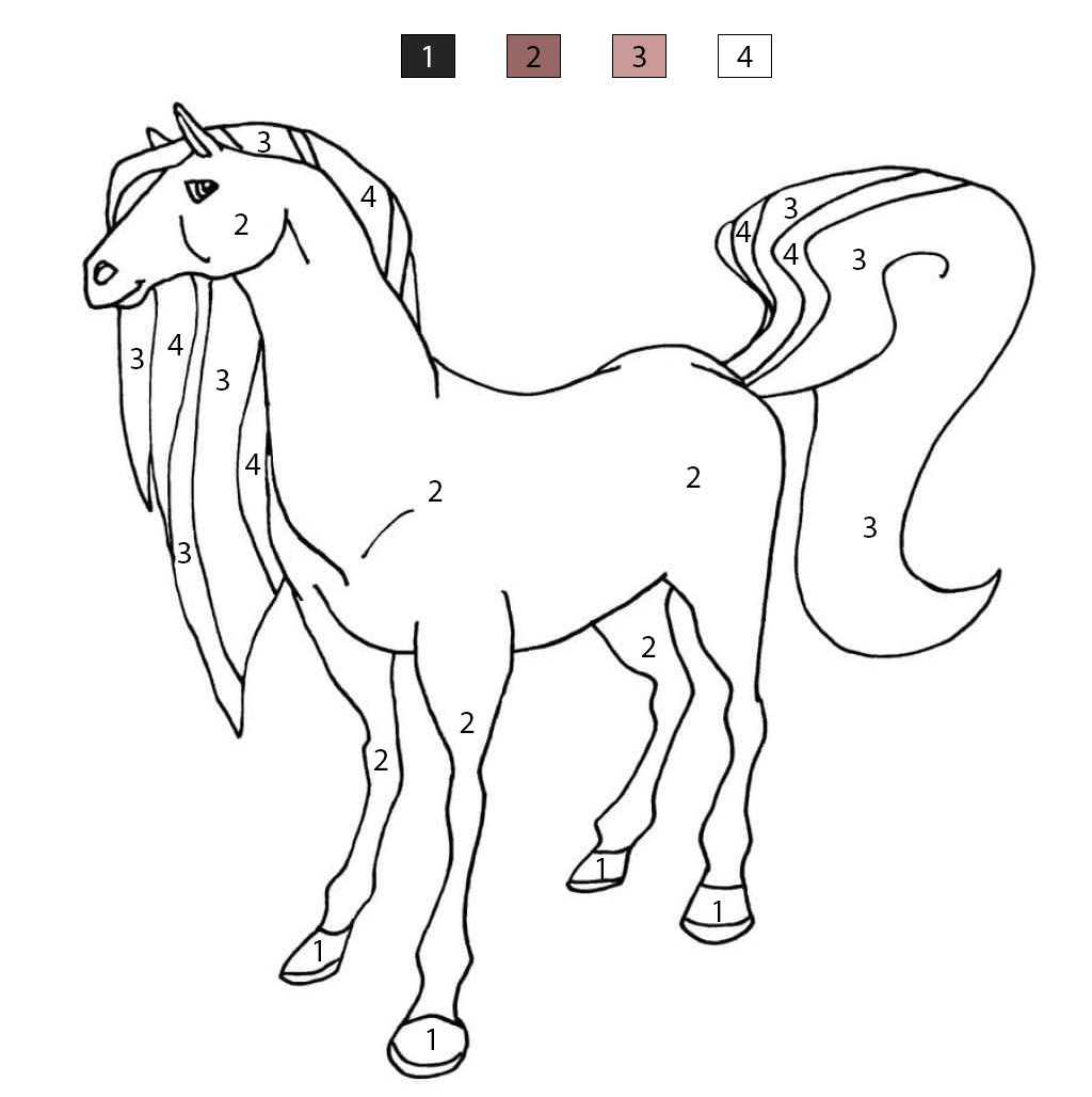 Cartoon Horse Color By Number