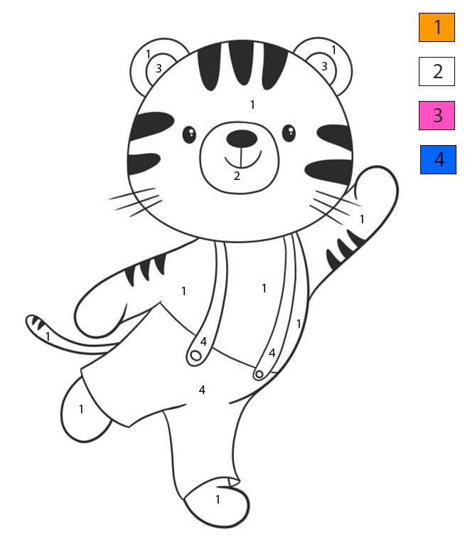 Cartoon Tiger Color By Number