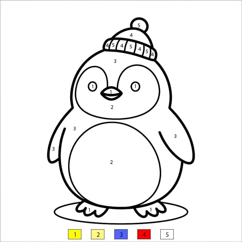 Cool Penguin Color By Number