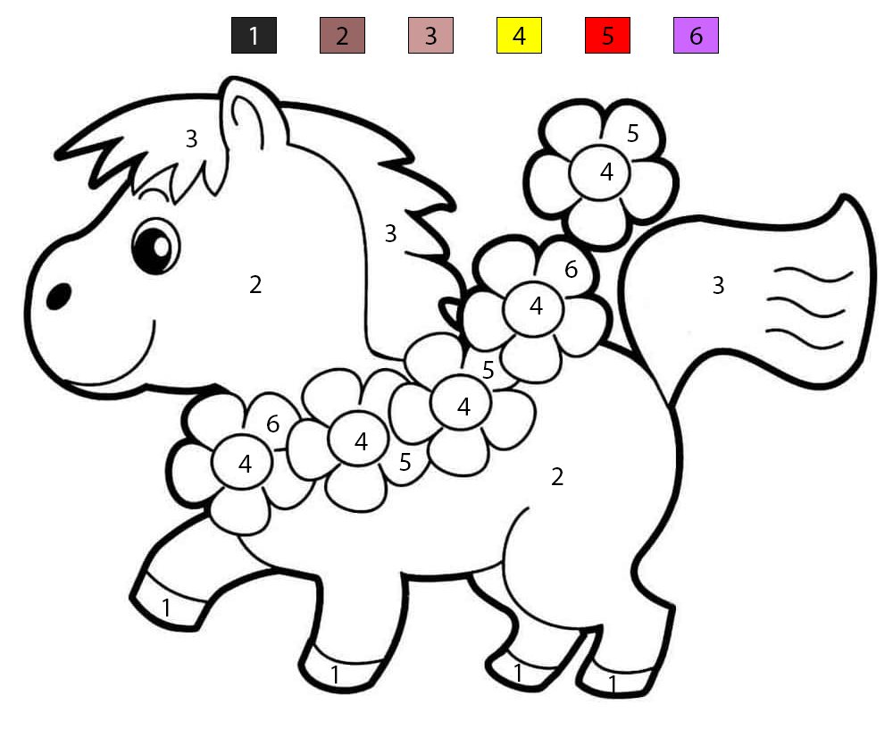 Cute Horse Free Printable Color By Number