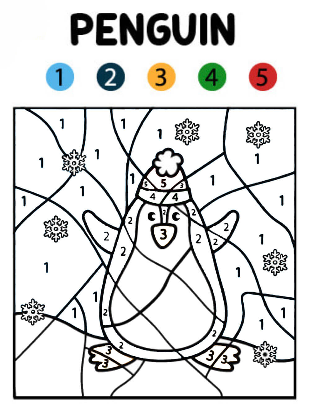 Cute Penguin Color by Number