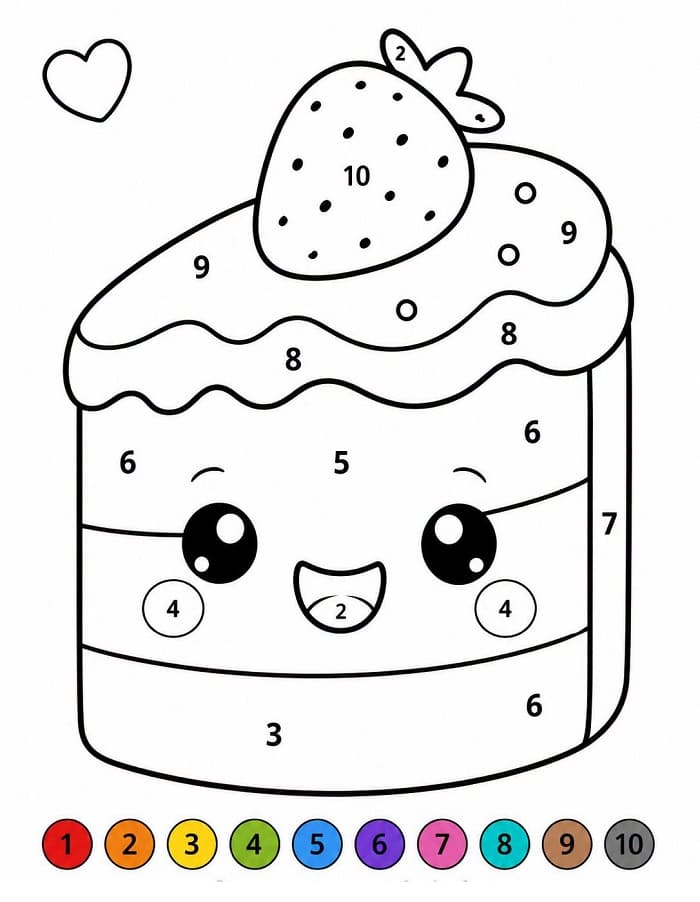 Cute Strawberry Cake Color By Number