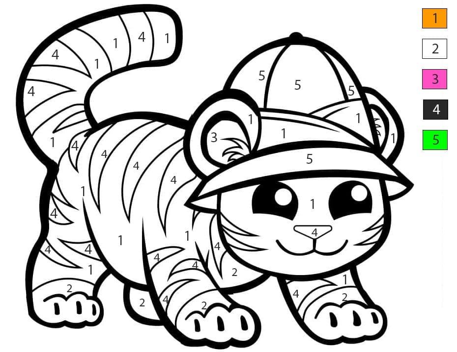 Cute Tiger Cub Color By Number